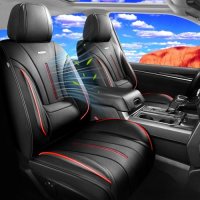 ファイブフォックス フィット トレイルブレイザー 車用シートカバー セレクト シボレー/シボレー トレイルブレイザー 2021-2025 2026 - フルカバレッジ レザー, 防水 & オールウェザー シートクッションプロテクター, フルセット, ブラックに赤のトリム